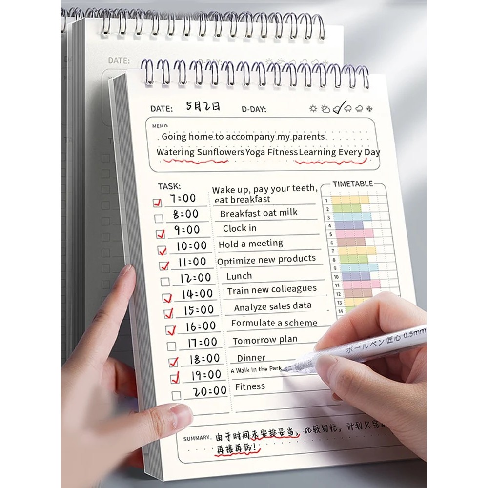

1pc Planner Agenda Spiral A5 Notebook Schedules Daily Plan To Do List Notepad 160 Pages Thick Office School Supplies Stationery