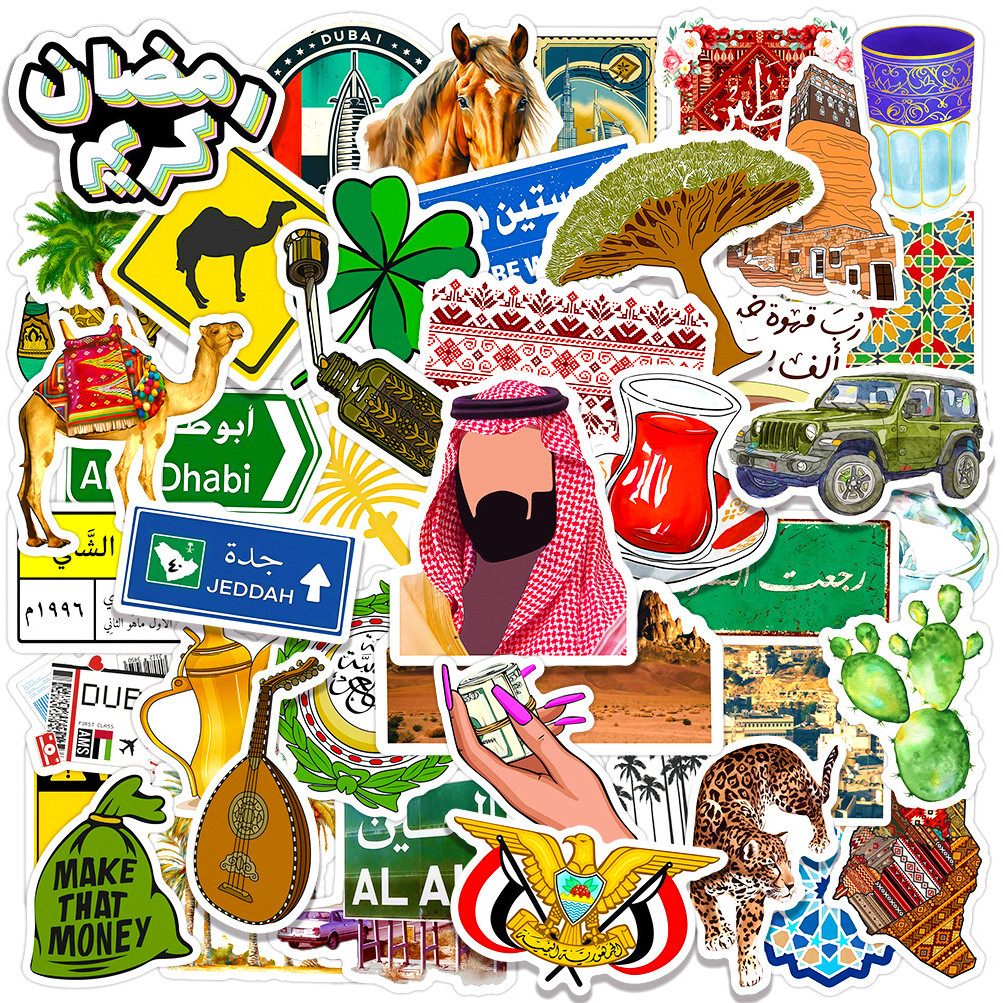 

10/50PCS Middle East Area Feature Graffiti Sticker Saudi Arabian Desert Camel Decal Helmet Cup Guitar Waterproof Sticker Kid Toy