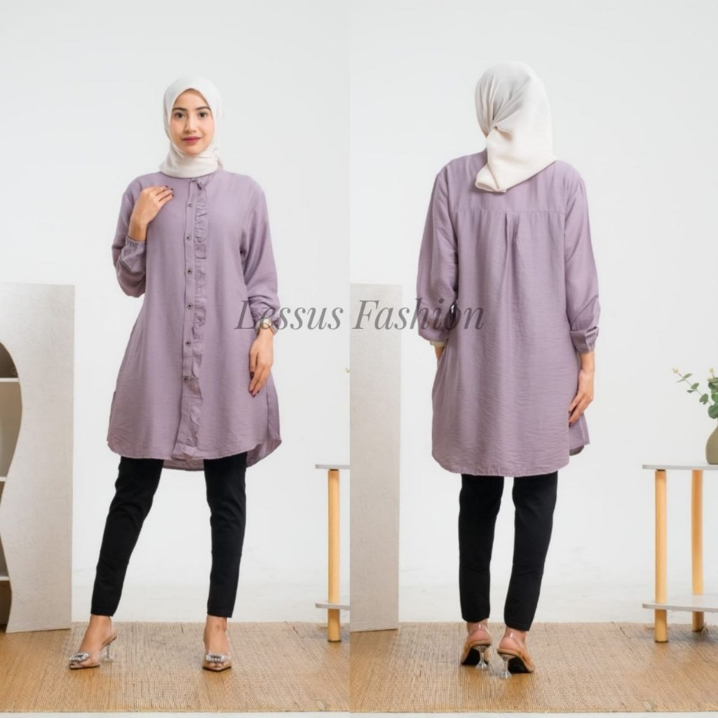 shakira Tunik polos pololinen kancing depan || kemeja wanita polos tunik pololinen