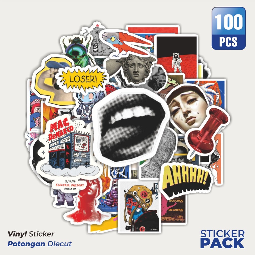 

Super Hemat! 100 PCS Stiker Random V11 Waterproof Aesthetic- Untuk Laptop, Motor, dan Helm - Paper Stationery Pack