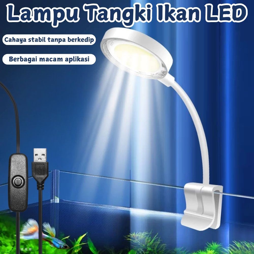 Tabung Silinder Kura-Kura Mini Clip Lampu Jepit Kecil Mini Tabung Toples Aquascape Aquarium