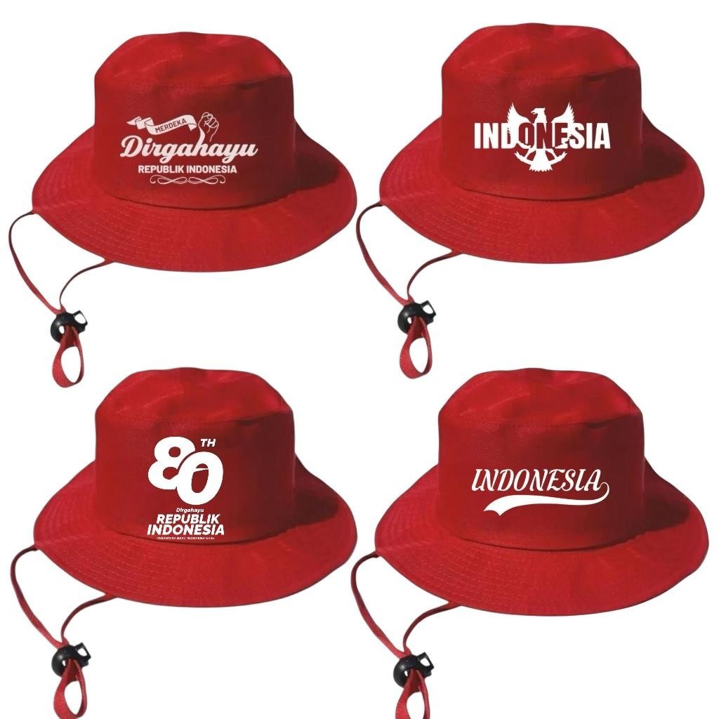 GRATIS BORDIR NAMA - Topi rimba dewasa Tema Kemerdekaan Indonesia Cocok untuk Agustusan (TULIS NAMA 