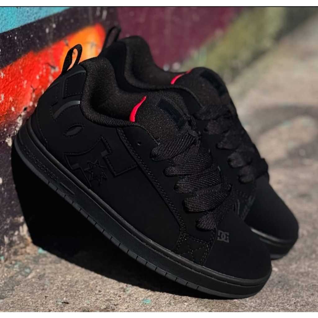 AXULE PromooSepatu Dc Court Graffik BNIB 100% Full Black Natural Original