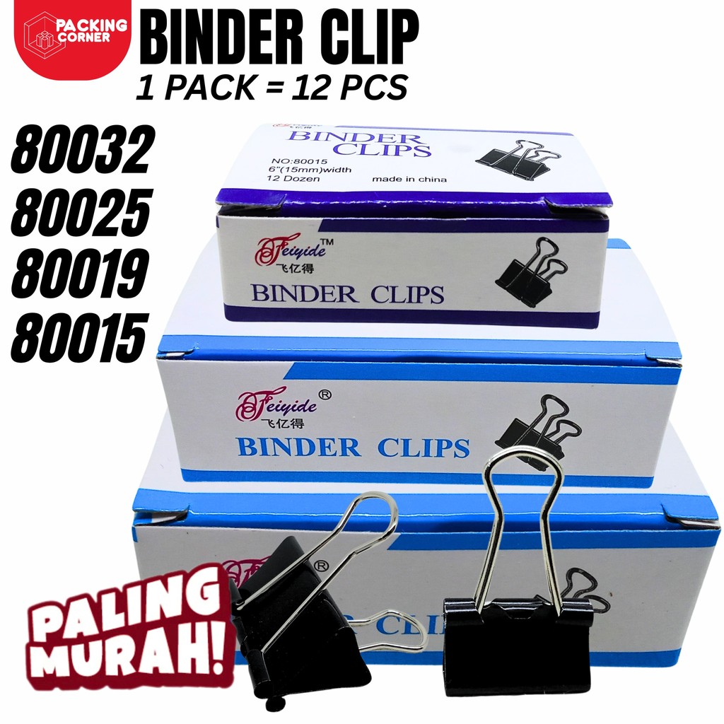

12PCS - Binder Clip 105 107 111 155 | Klip Penjepit Kertas Dokumen