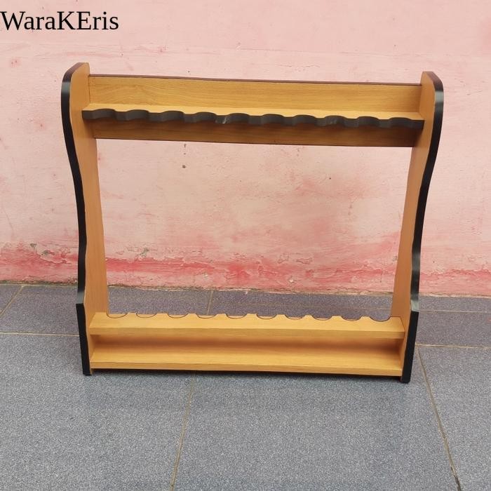 Rak Penyimpanan Joran Pancing Kayu Isi Lubang 3,4,5,6,7,8,10 Slot - Tahan Lama dan Kokoh - Tegek ree