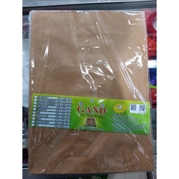 

Amplop Coklat polos A4 Gand ( 1pak/100pcs )