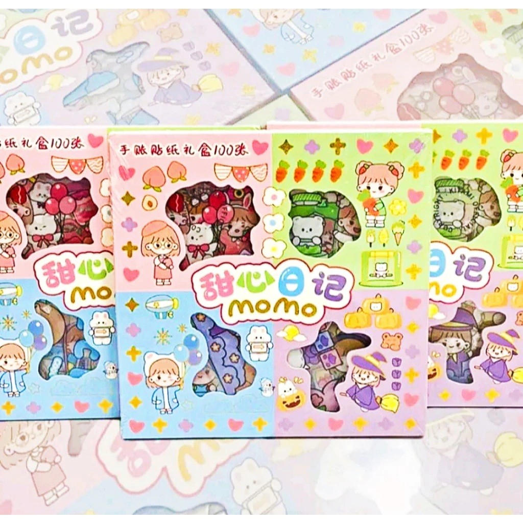 

100 Lembar Sticker Motif Momo Sanrio Kartun Korea Lucu Anti Air Dekorasi Handbook Scrapbook DIYu
