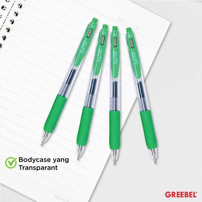 

GREEBEL PULPEN GEL / GEL PEN Zircon GP-509 0.5 Hijau (12PCS/SET) / Ballpen Gel Ballpoint Bolpen Bolpoin Pena Gel
