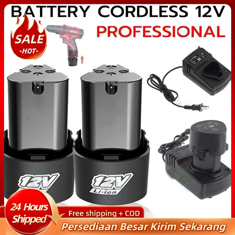 2set batrai baterai bor cordless 12v 12 volt jld Baterai Bor Cordless Li-Ion 12 Volt Baterai Bor Ele
