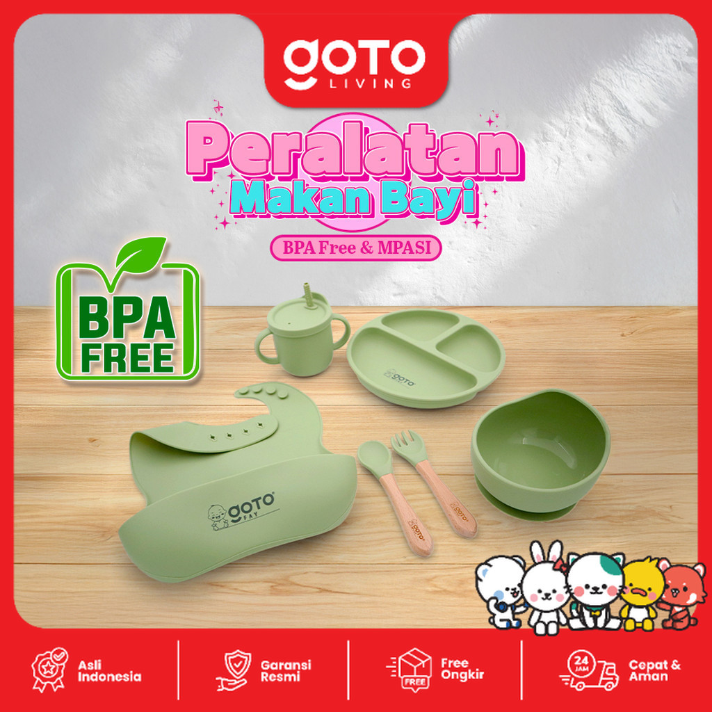 Goto Fay Tableware Set Alat Makan Bayi Silikon Peralatan Mpasi 5in1