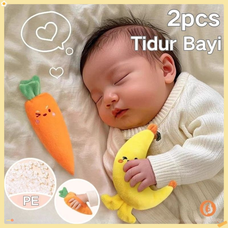 2pcs Bayi Anti-takut Wortel Cincin Memegang Bayi Mainan Menenangkan Mainan Tidur Baby`s Hand Grip Su