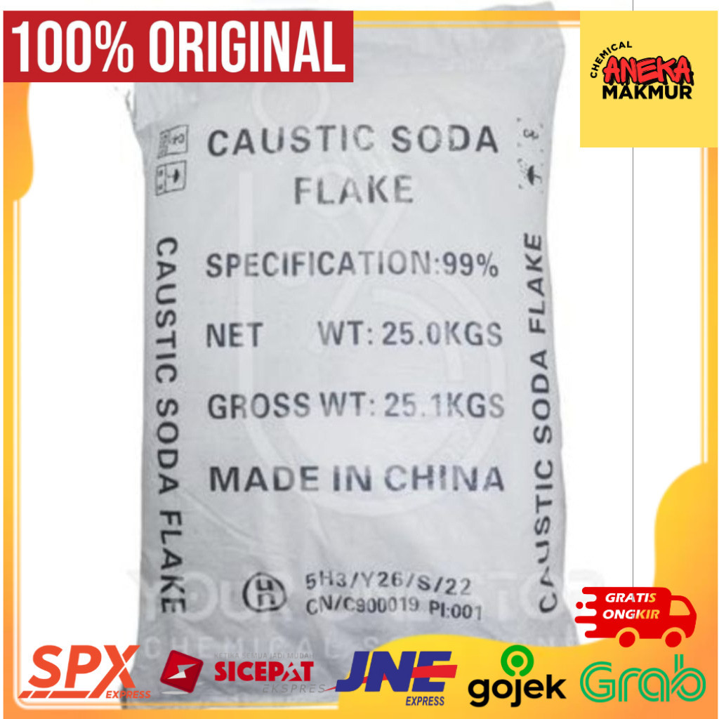 CAUSTIC SODA FLAKE/SODA API / NAOH FLAKE 1 SAK ( 25 KG ) TERLARIS