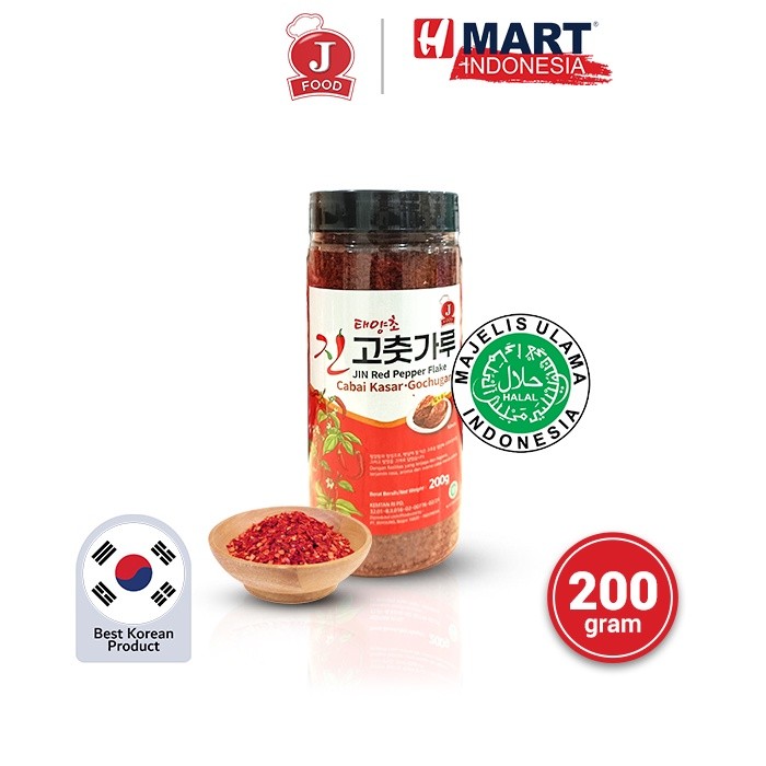

New JIN Red Pepper Flake - Cabai Kasar Korea - Gochugaru 200gPremium