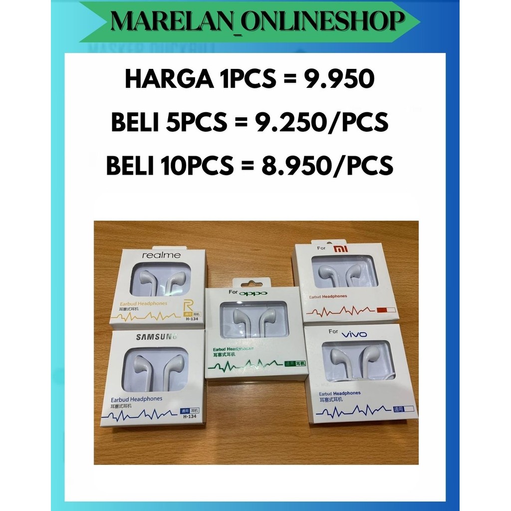 MOS HANDSFREE EARPHONE HEADSET HF BRANDED MH133 MH130 MH-133 R9 PACKAGING BOX