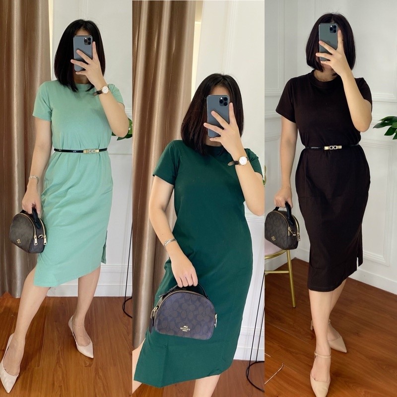 DRESS KAOS WANITA BAJU CASUAL BAHAN PREMIUM BAJU KAOS TEBAL PAKAIAN KAOS WANITA BELAH SAMPING