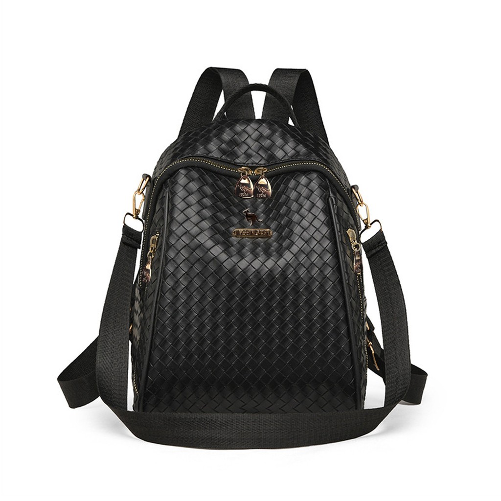 PROMO JK 3103 TAS RANSEL WANITA BACKPACK CEWEK KULIT HITAM TAS PUNGGUNG GENDONG SEKOLAH MULTIFUNGSI