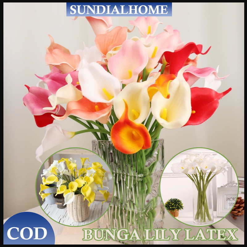 Bunga Lily Latex Putih/Artificial Bunga Calla Lily/Latex Premium Bunga Lili/Bunga Hias Plastik/Bunga