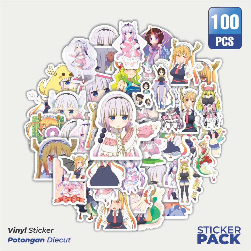 

100 PCS STIKER Stiker Anime Series Miss Kobayashi's Dragon Maid Karakter Mix 1 Waterproof Aesthetic- Untuk Laptop, Motor, dan Helm - Paper Stationery Pack