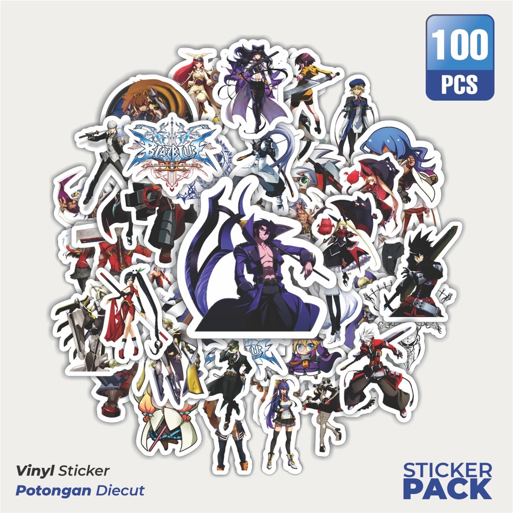

100 PCS STIKER Stiker Game Series Blaz Blue Karakter Mix 7 Waterproof Aesthetic- Untuk Laptop, Motor, dan Helm - Paper Stationery Pack