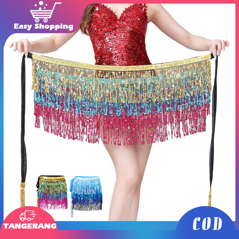 Rok Belly Dance Wanita Manik Rumbai Belt Belly Dance Kostum Belly Dance Payet Sabuk Belly Dance
