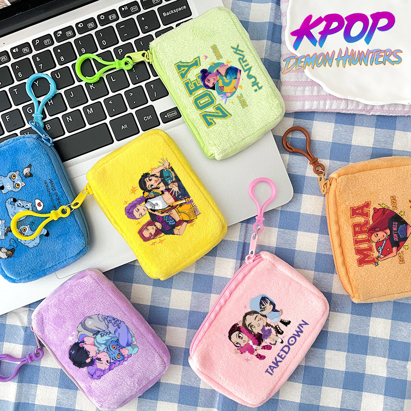 

KPop Demon Hunters Coin Purse Girls Cute Cartoon Anime Plushed Wallet Portable Mini Storage Bag Pendants Ornaments Child Gifts