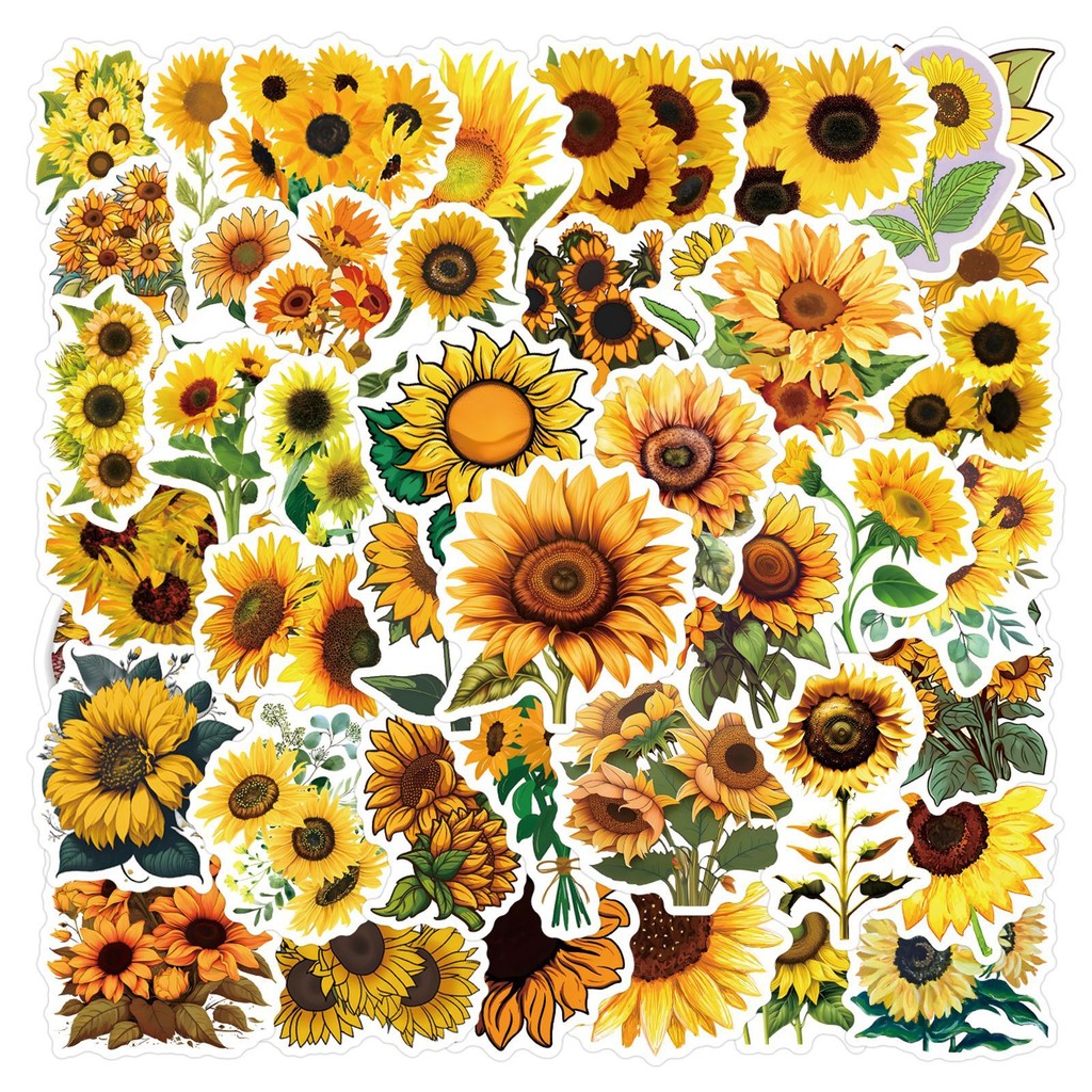 

50Pcs SunFlower Graffiti Stickers Cute Creative Exquisite Patterns for DIY Laptop Scrapbook Decoration Student Art Supplie