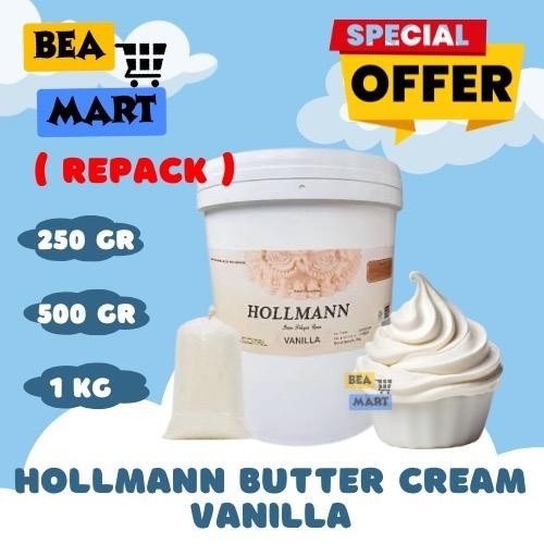 

Hollmann Buttercream / Krim Pelapis Insant Rasa Vanilla 250gr 500gr 1 kg | Holman Butter Cream Siap Pakai Repack 250 500 gr 1 kg