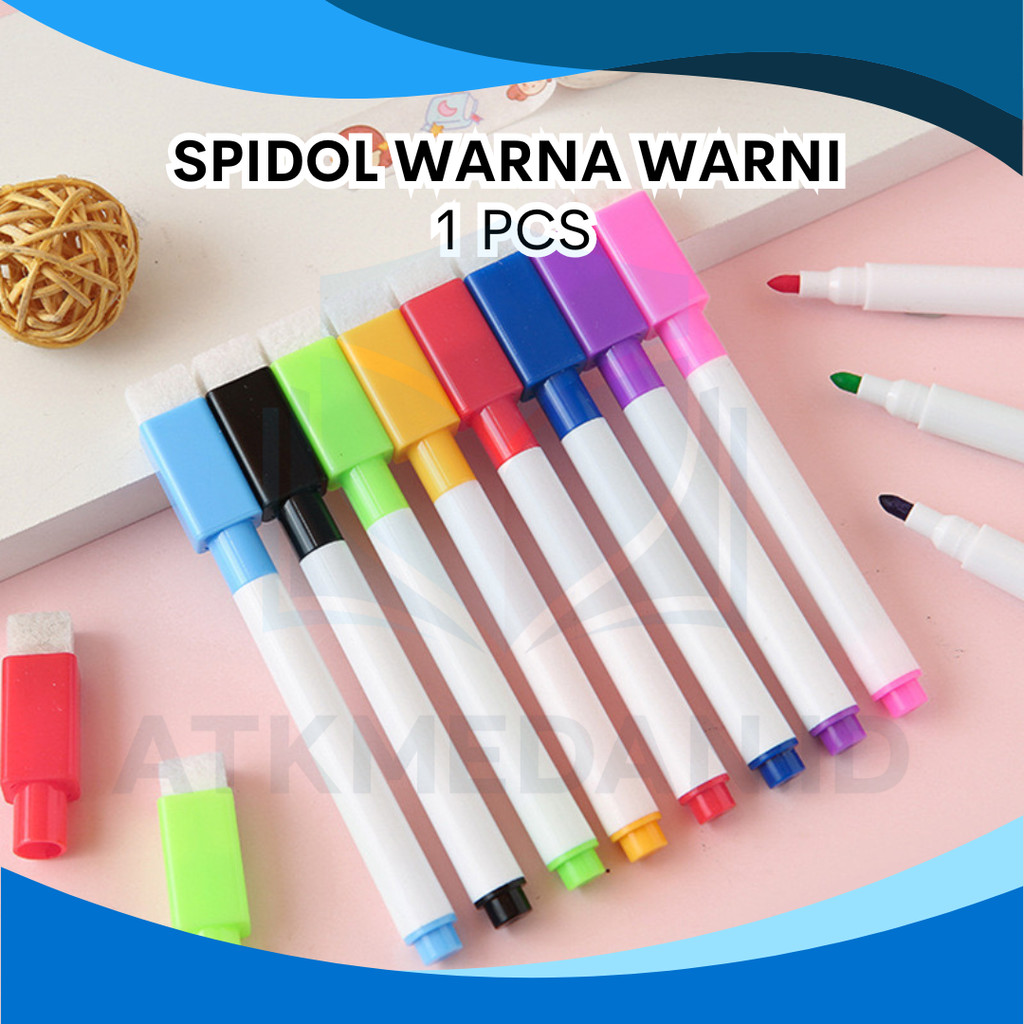 

SPIDOL PAPAN TULIS MINI DENGAN PENGHAPUS WIPE AND CLEAN TINTA SESUAI WARNA
