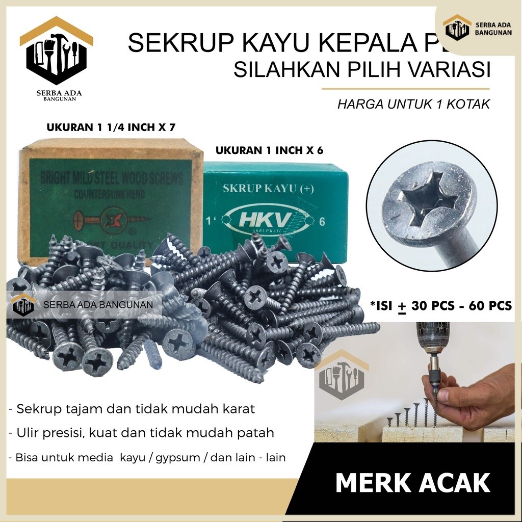SAB SKRUP BAUT SEKRUP KAYU UKURAN 2,5CM 3CM TERMURAH