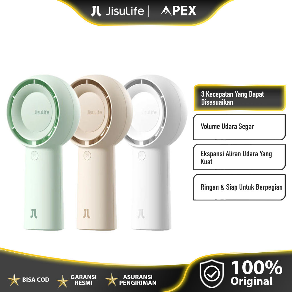 JISULIFE Kipas Angin Mini Portable Yang di cas Handheld fan Turbo Jet Brushless Kipas Tangan Super D