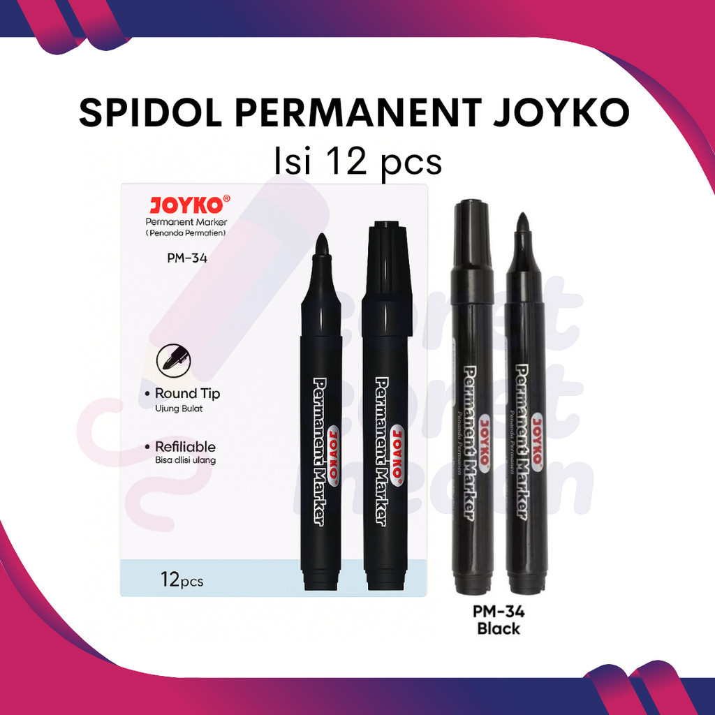 

SPIDOL PERMANENT JOYKO PM-34 PER BOX ISI 12 PCS TINTA HITAM