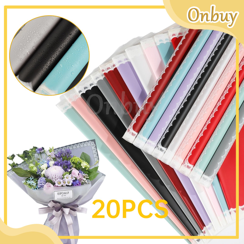 

Isi 20 LEMBAR Flower Wrapping Paper Motif Renda Lace Border Cellophane Kertas Buket Bunga