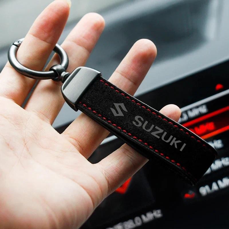Car Emblem Keychain Suede Leather Keyring Key Chain Auto Styling For Suzuki Swift Jimny Vitara SX4 H
