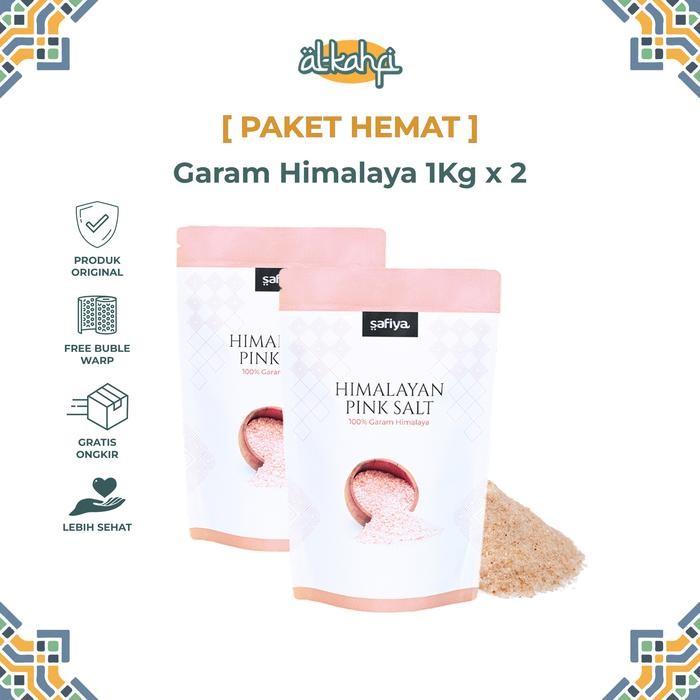 

[PAKET HEMAT] Garam Himalaya 1Kg x 2 Safiya Original Himalayan Salt - 1 Kg x 2