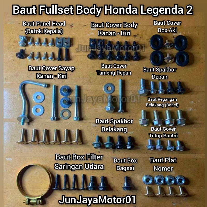 COD / Promo / Original / Baut Lengkap Full Set Body Honda Legenda 2 / Baut Lengkap Fullset Bodi Hond