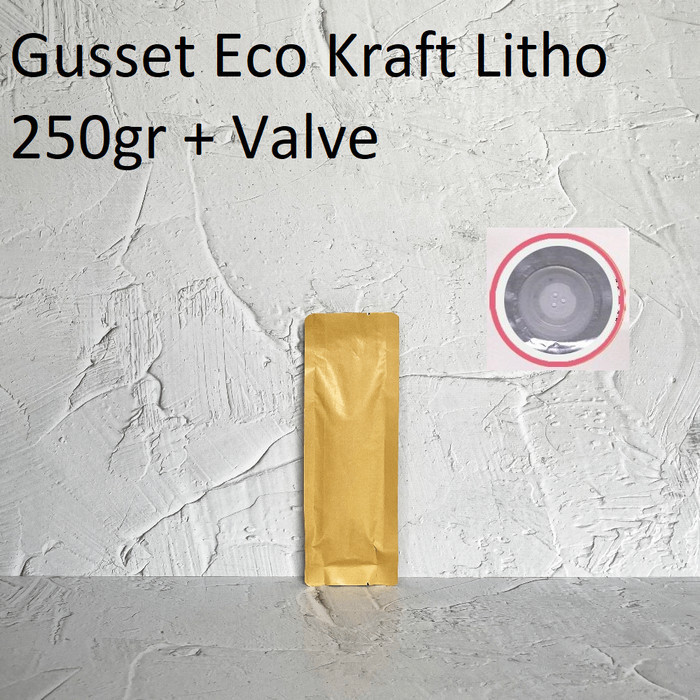

Kemasan Kopi Gusset Quad Seal 250g + Valve ECOPACK KRAFT LITHO IMPORT - 250 gram