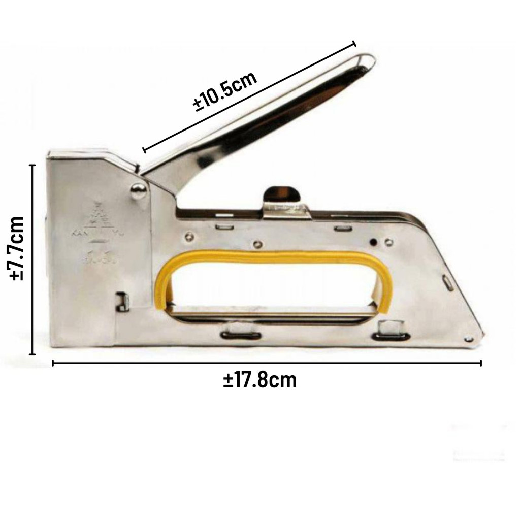 

Gun Tacker Stapler Tembak 13/4-6-8mm Powerful Staples Alat Bantu Pemasangan Sarung Sofa Kulit Jok Motor / Steple Cekrekan Pengokot Kayu - FR Gallery