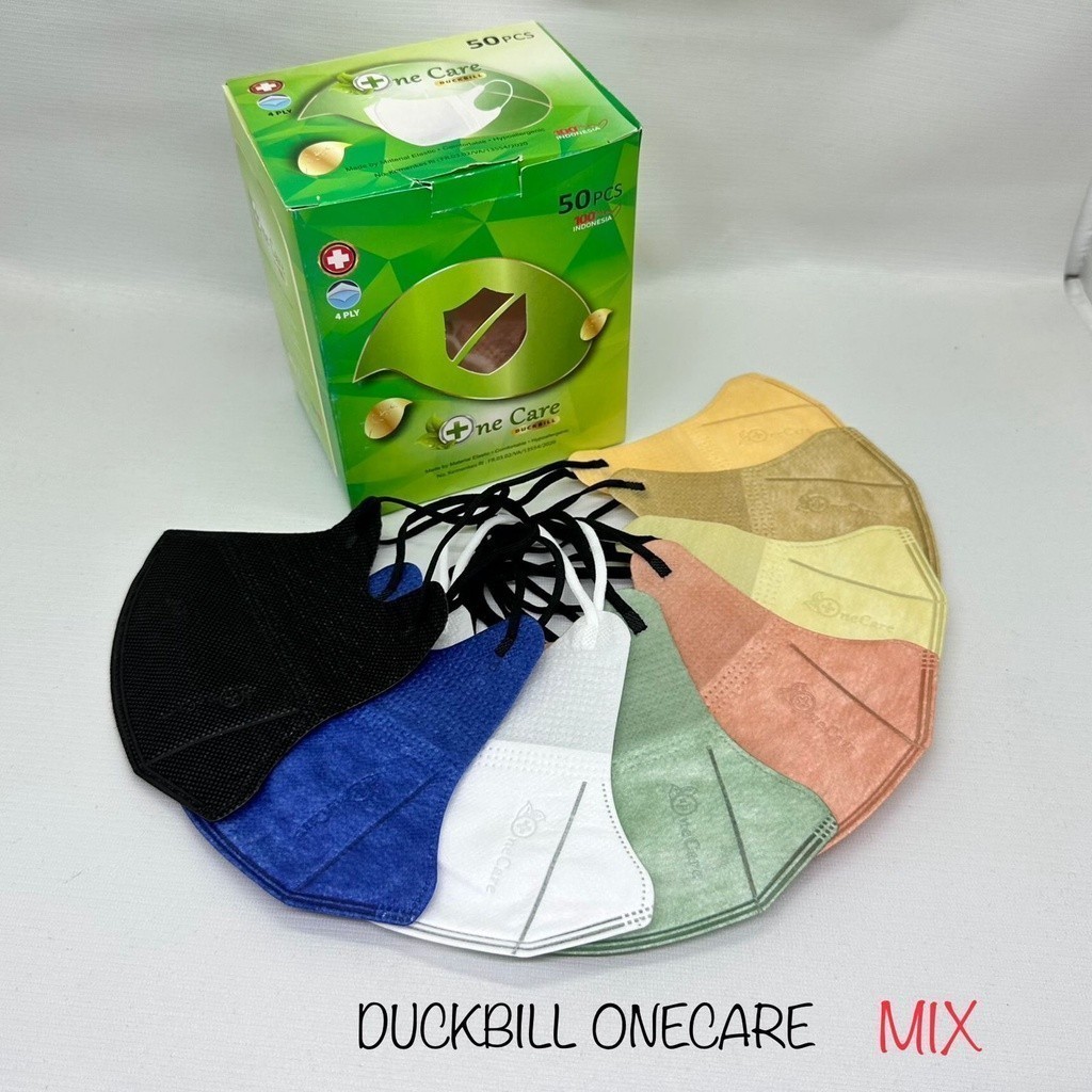 MASKER 4ply Duckbill OneCare - masker dewasa EMBOS One Care earloop premium 50pcs Produk Lokal