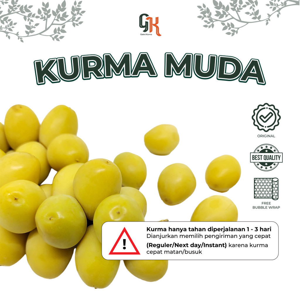 

Kurma Muda Promil 500Gr / Kurma Muda Ruthob Kuning 1Kg / Kurma Muda Fresh