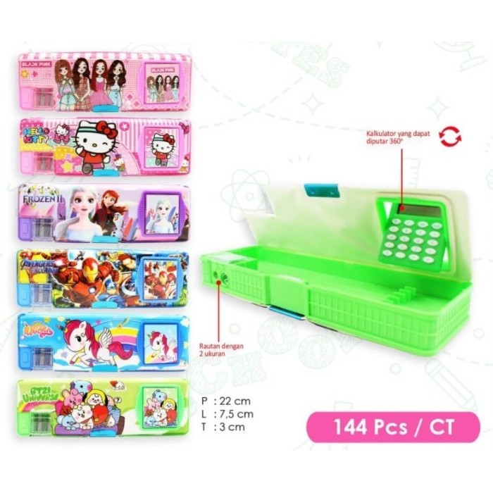 

TERLARIS! TEMPAT / KOTAK PENSIL MAGNET KALKULATOR + SERUTAN - PENCIL CASE ANAK - CEWE