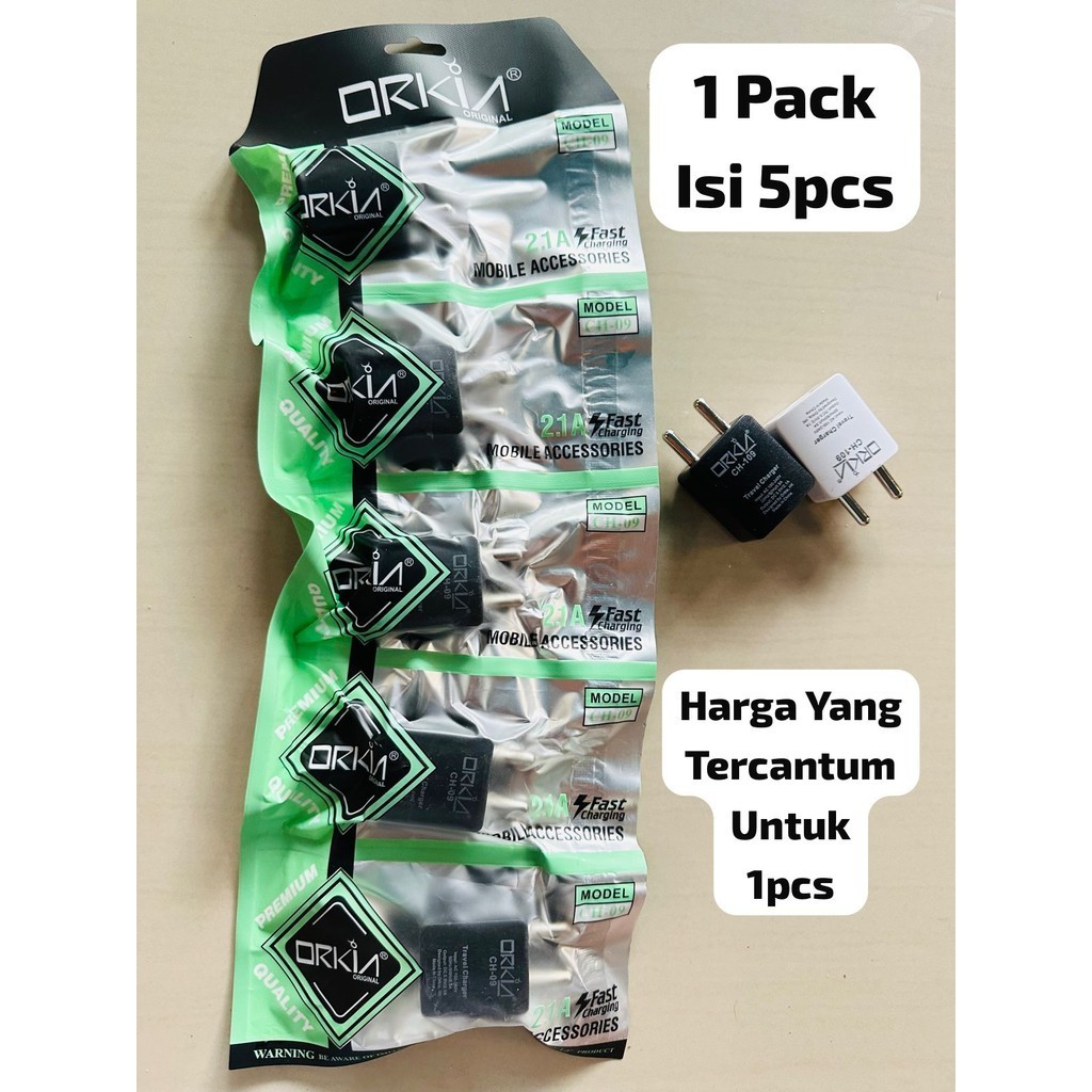 TERMURAH ORKIA Original Premium Mobile Charger Phone Handphone Hp 5v 2.1A  CH-09