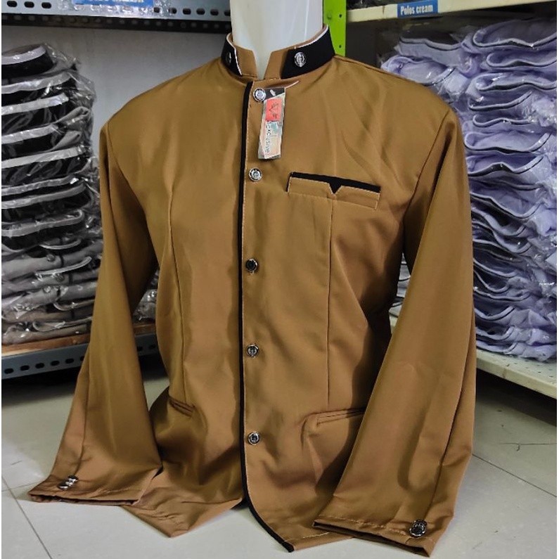 Jasko Lis Polos Jas Koko Motif Plat Bahan Tebal Lembut / Fashion Muslim / Pakaian Muslim Pria