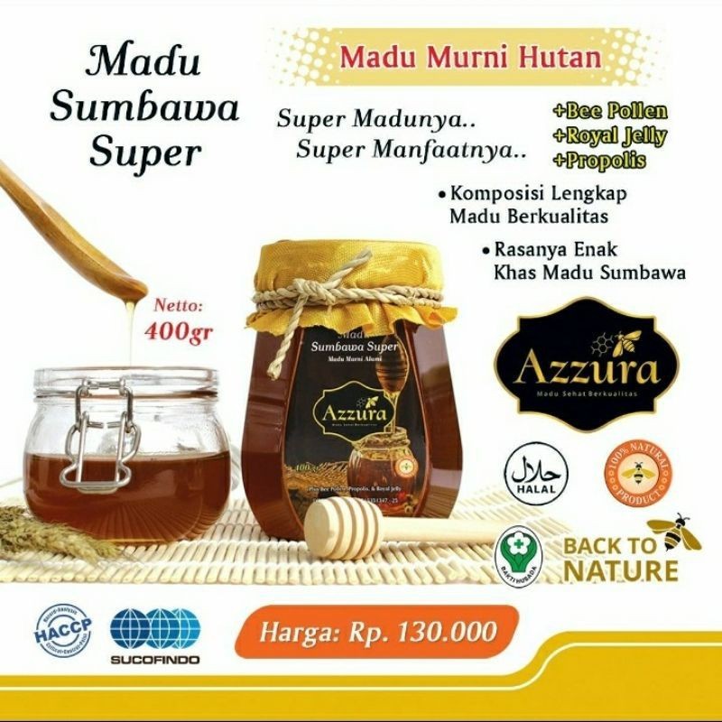 

Madu Azzura - Madu Sumbawa Super - Madu Hutan Sumbawa Asli Murni - Madu Hutan Asli - Madu Uray 400gr