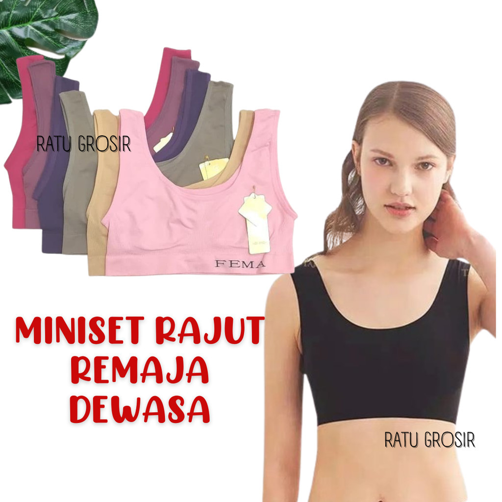 Miniset Bra Rajut Wanita Tanpa Busa Premium Fema Halus