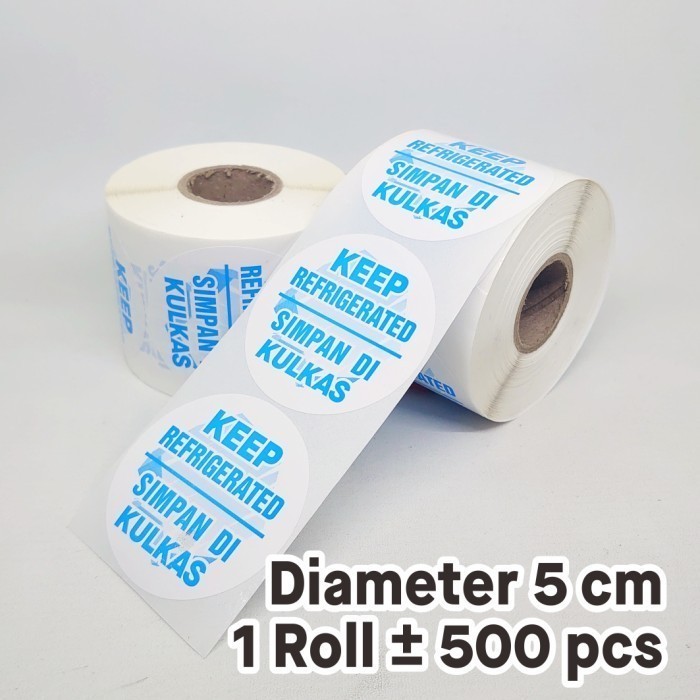 

Sticker Kemasan Makanan Keep Refrigerated Label Simpan di Kulkas Bundar diameter 5 cm (± 500 pcs/ roll)