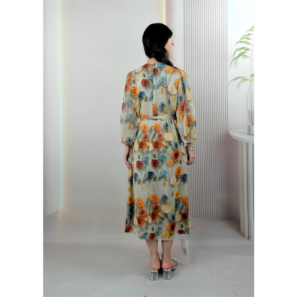 RB [ready stock]Gaun Midi Sifon Longgar Terbaru Dress Wanita Trendy Gaun Gaya Korea Gaun Musim Panas