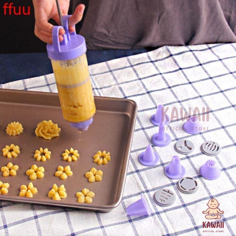Alat Hias Kue Cetakan Kue Kering Biskuit Krim Motif Bunga Cake Decoration Set 19 in 1