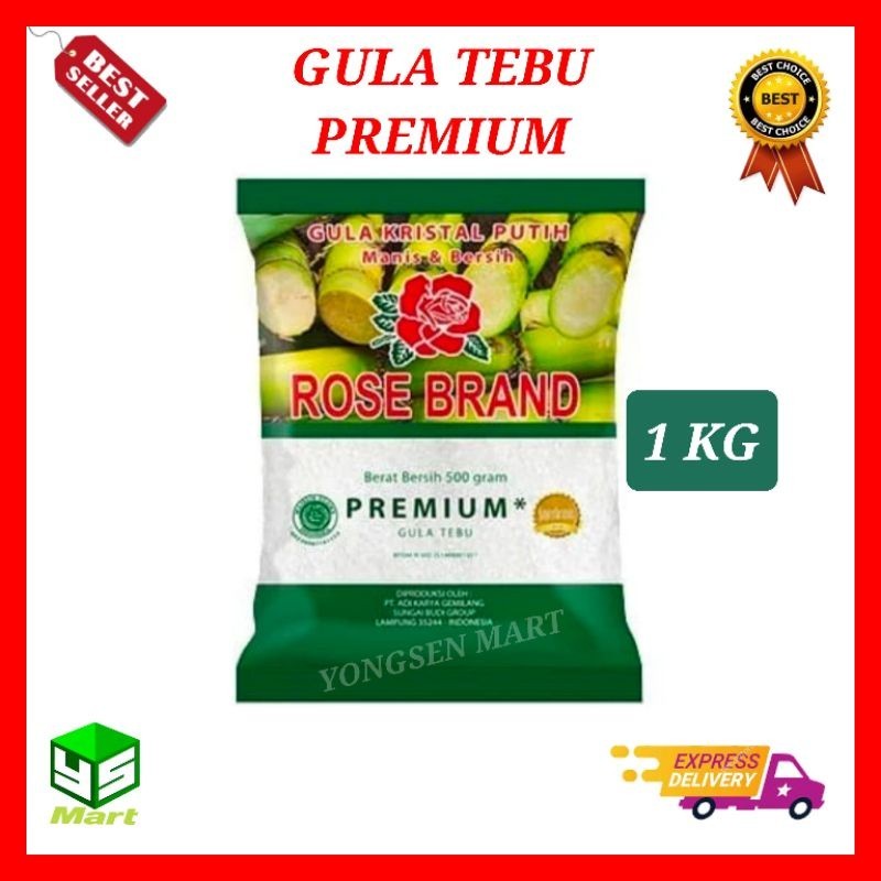 

Gula pasir Rose Brand gula tebu kristal premium hijau 1 KG