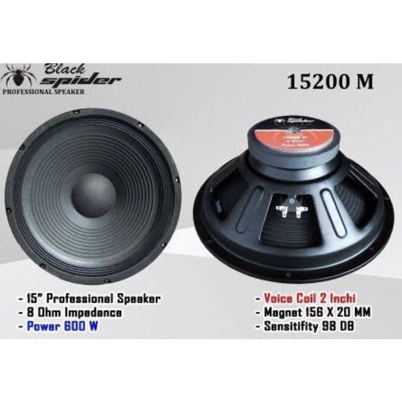 Speker Black Spider 15 inch 600 Watt 15200M Fullrange