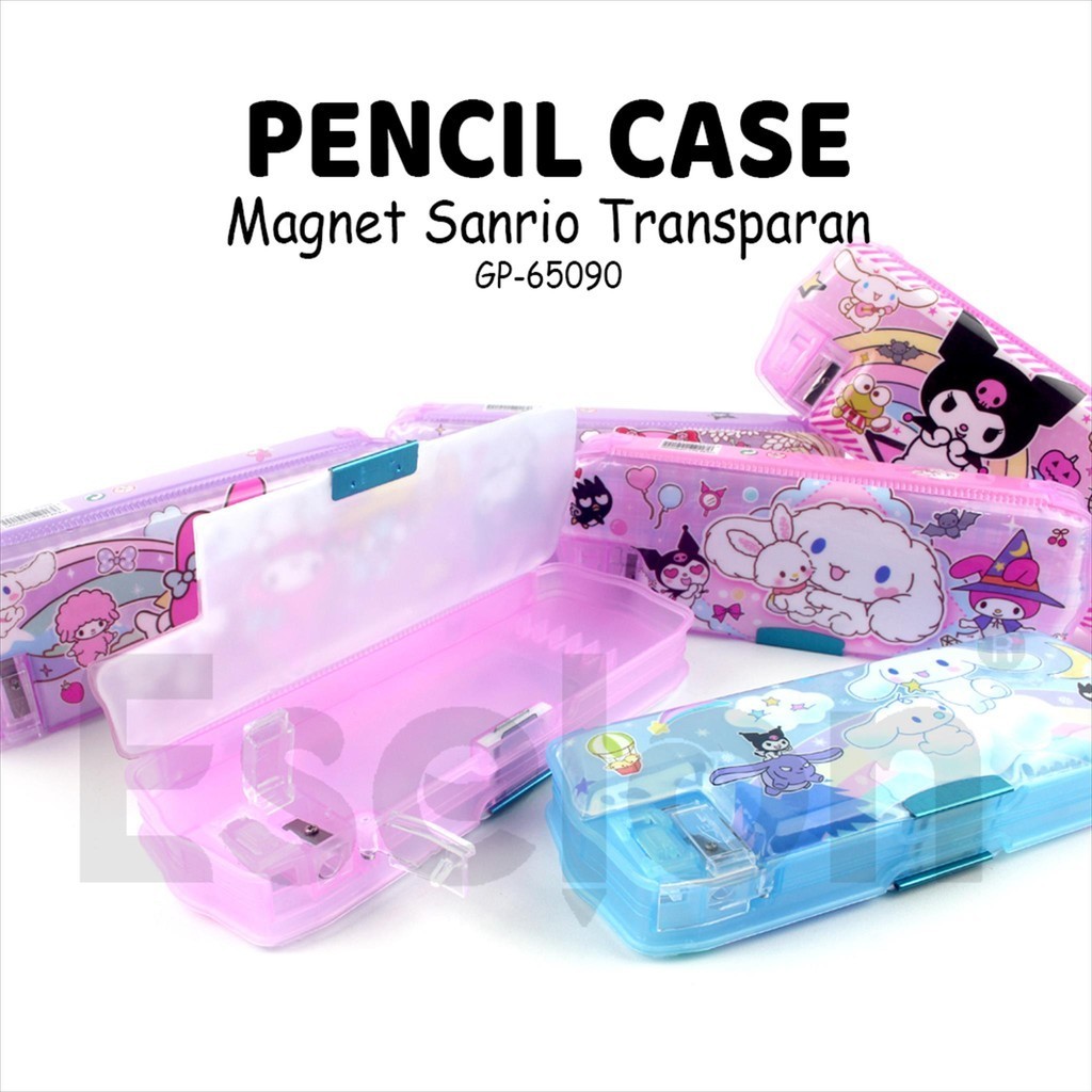 

[MaxMart] Kotak Pensil Magnet Transparan Sanrio GP-65090 / Tempat Pensil Magnet